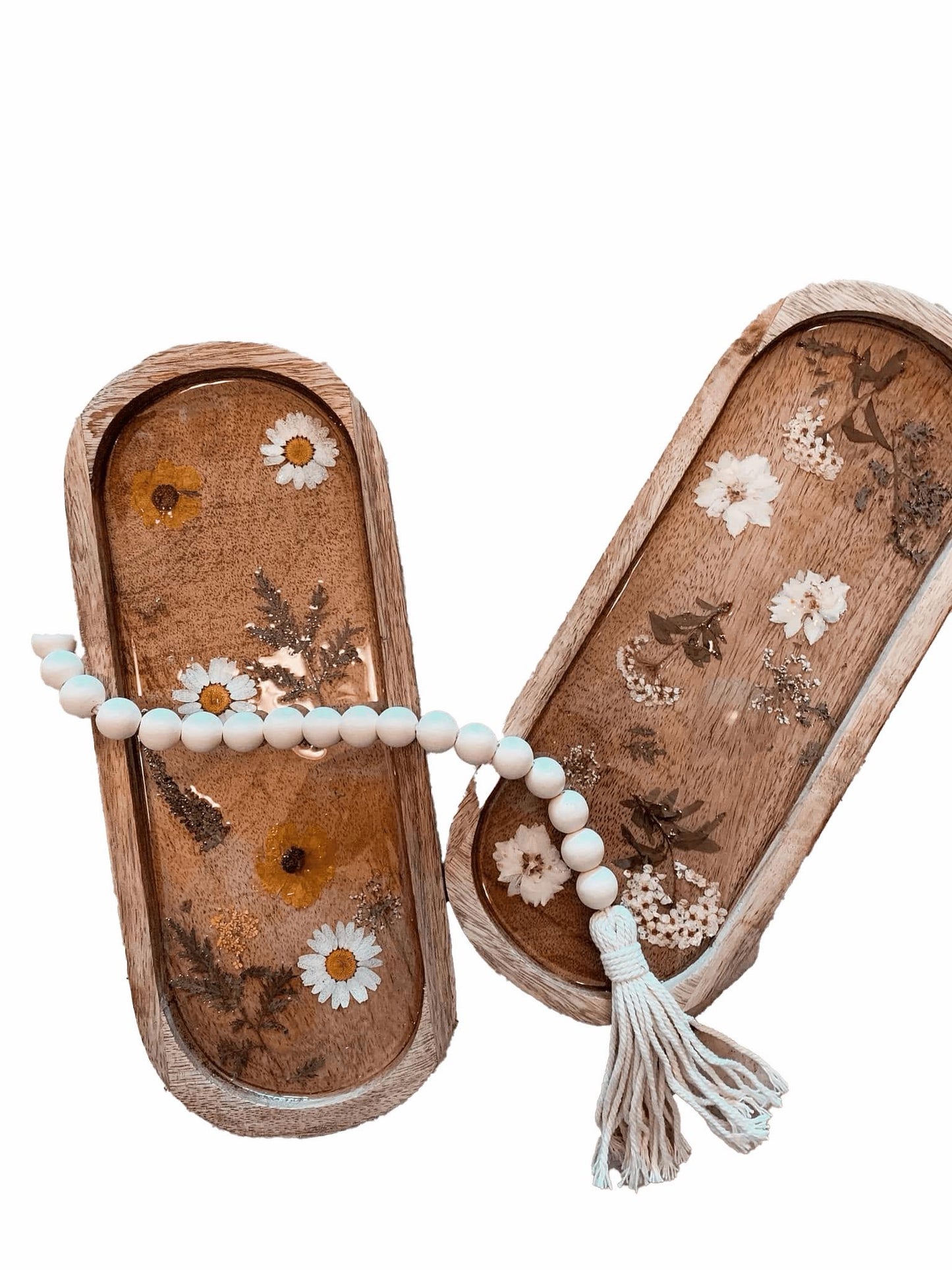 Dried Floral Wooden Resin Tray WORKSHOP