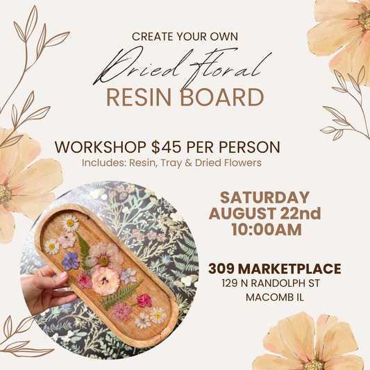 Dried Floral Wooden Resin Tray WORKSHOP